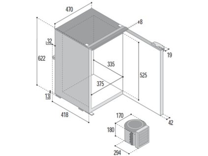 Kompresorová chladnička C75LA - 75 l - Černá