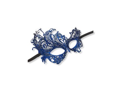 Škraboška krajková modrá