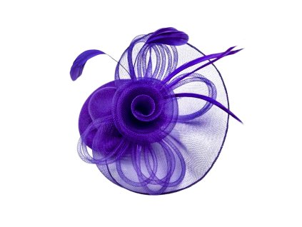 Klobouk s mašlí a síťovinou fialova