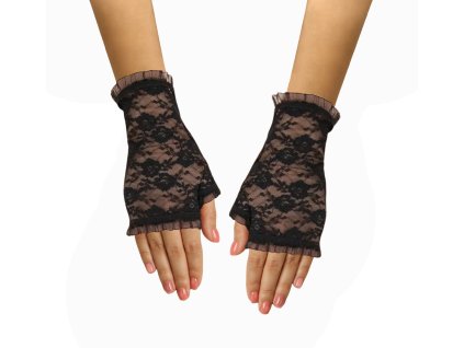 Dámské společenské rukavice krátké bez prstů černa