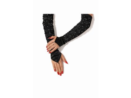 Dámské večerní rukavice bez prstů s kamínky
