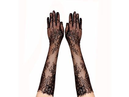 Dámské společenské rukavice 55 cm cerna