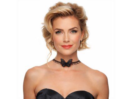 Krajkový choker s motýlem