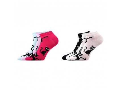 ponožky Piki 33 (Obrázek kočky, černá, Barva mix B, Velikost 23-25 (35-38))