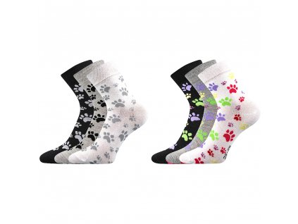 ponožky Xantipa 50 (Barva mix A, Obrázek tlapky šedé, černá, Velikost 26-28 (39-42))