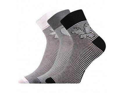 ponožky Jana 25 (Obrázek černá pruhy/motýl, Barva mix, Velikost 26-28 (39-42))