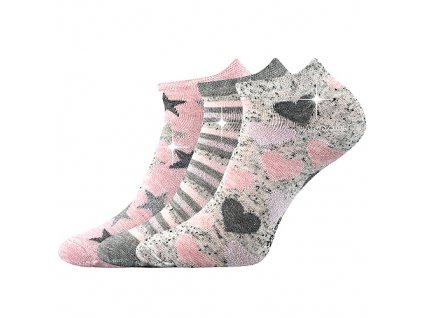 ponožky Piki 46 (Obrázek srdíčka, šedá melé, Barva mix, Velikost 26-28 (39-42))