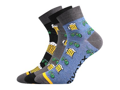 ponožky Piff 01 (Obrázek pivo, tm.šedá, Barva mix, Velikost 29-31 (43-46))