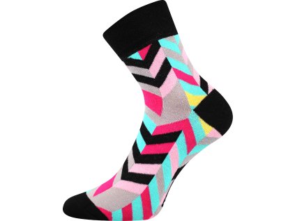 ponožky Ivana 56 (Obrázek geometrické vzory, růžová, Barva mix, Velikost 26-28 (39-42))