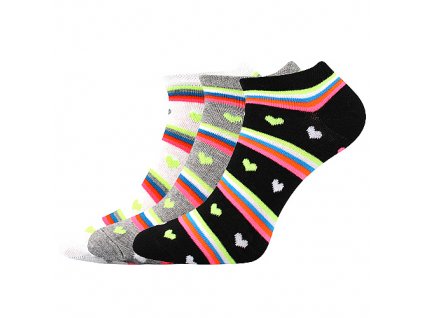 ponožky Piki 60 (Obrázek proužky a srdíčka, bílá, Barva mix A, Velikost 23-25 (35-38))