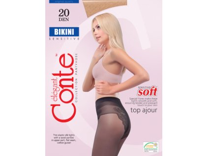 Punčocháče CONTE Elegant BIKINI nero 20 DEN (Barva černá, Velikost 4)