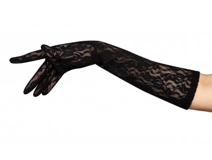 Společenské rukavice krajkové cerná 40cm 349 kc