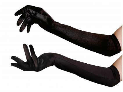 Rukavice saténové cerná 45cm 299kc