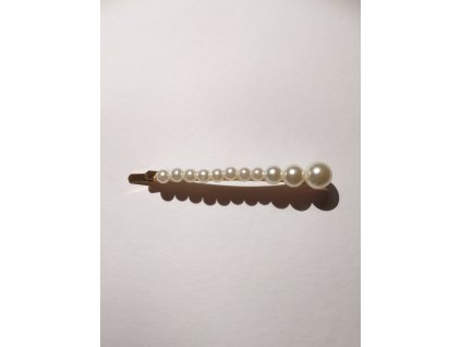 Sponka kovová bílé perly