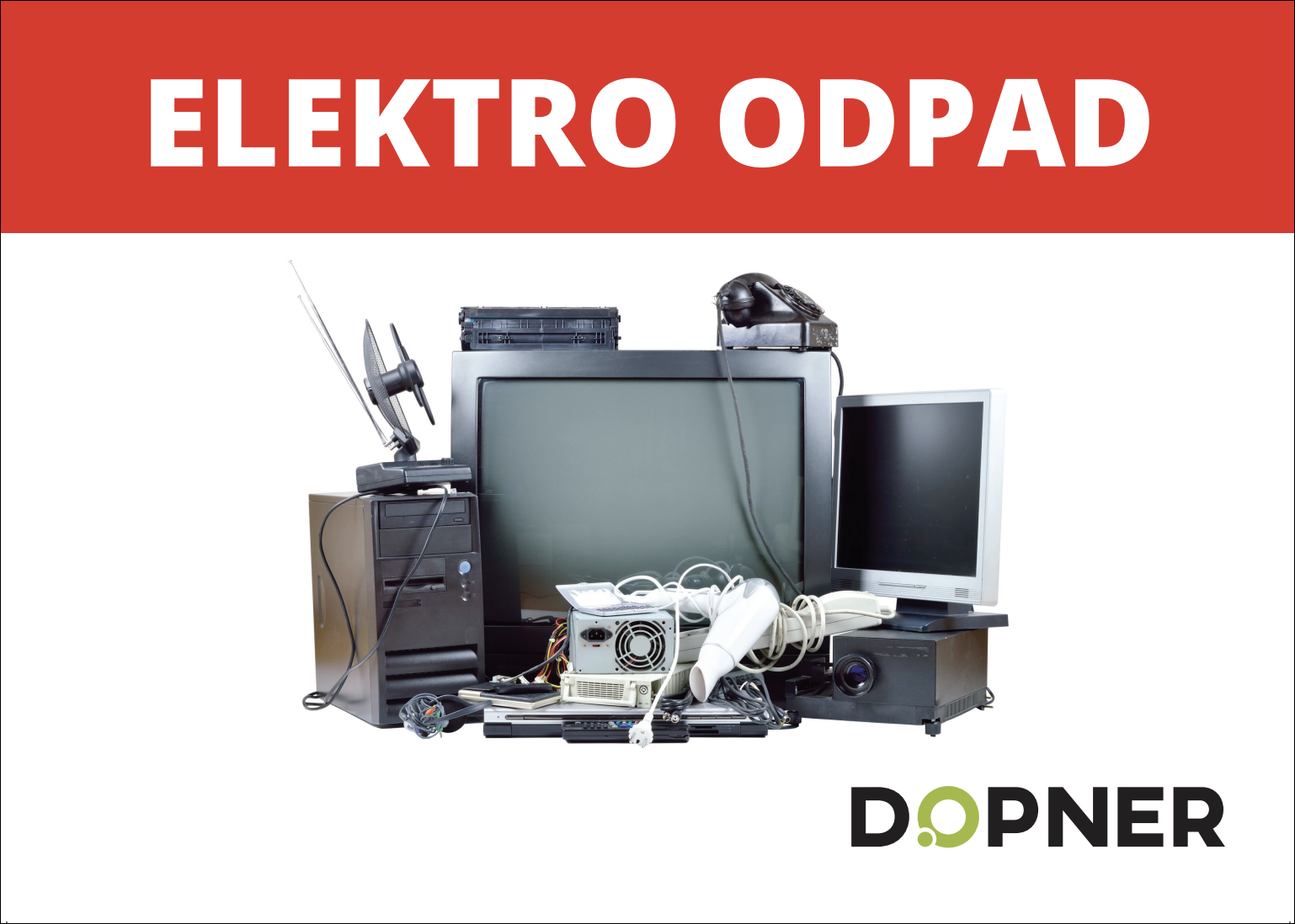 Nálepka elektro odpad na popelnice - A4
