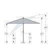 BASIC PUSH UP zahradní slunečník 210 x 210 cm světle šedá  Derby