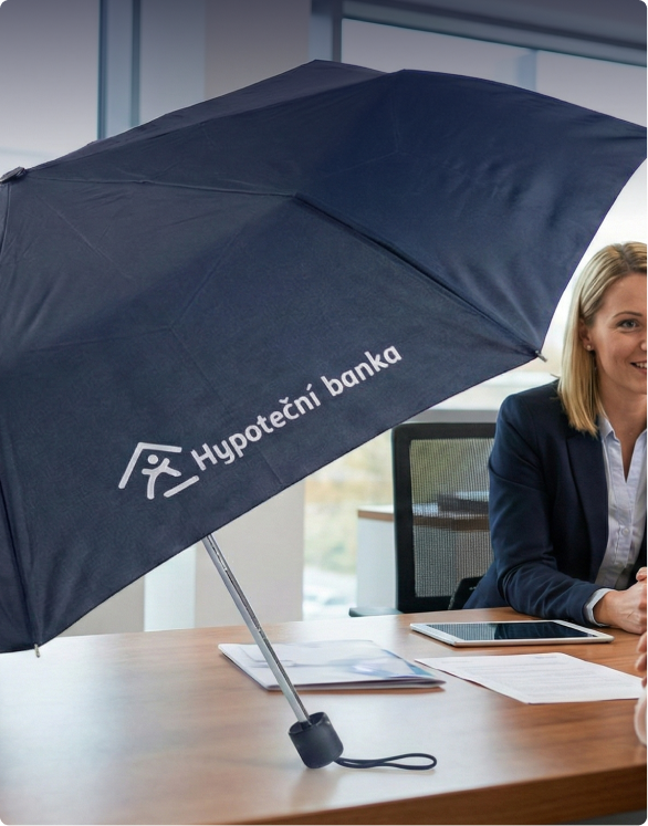 Hypoteční banka - ukázka tisku na deštník