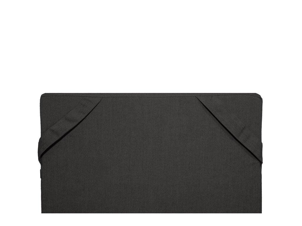 Detail rohu polstru LIKA-TEX 0005 s elastickými pásky pro uchycení k lehátku