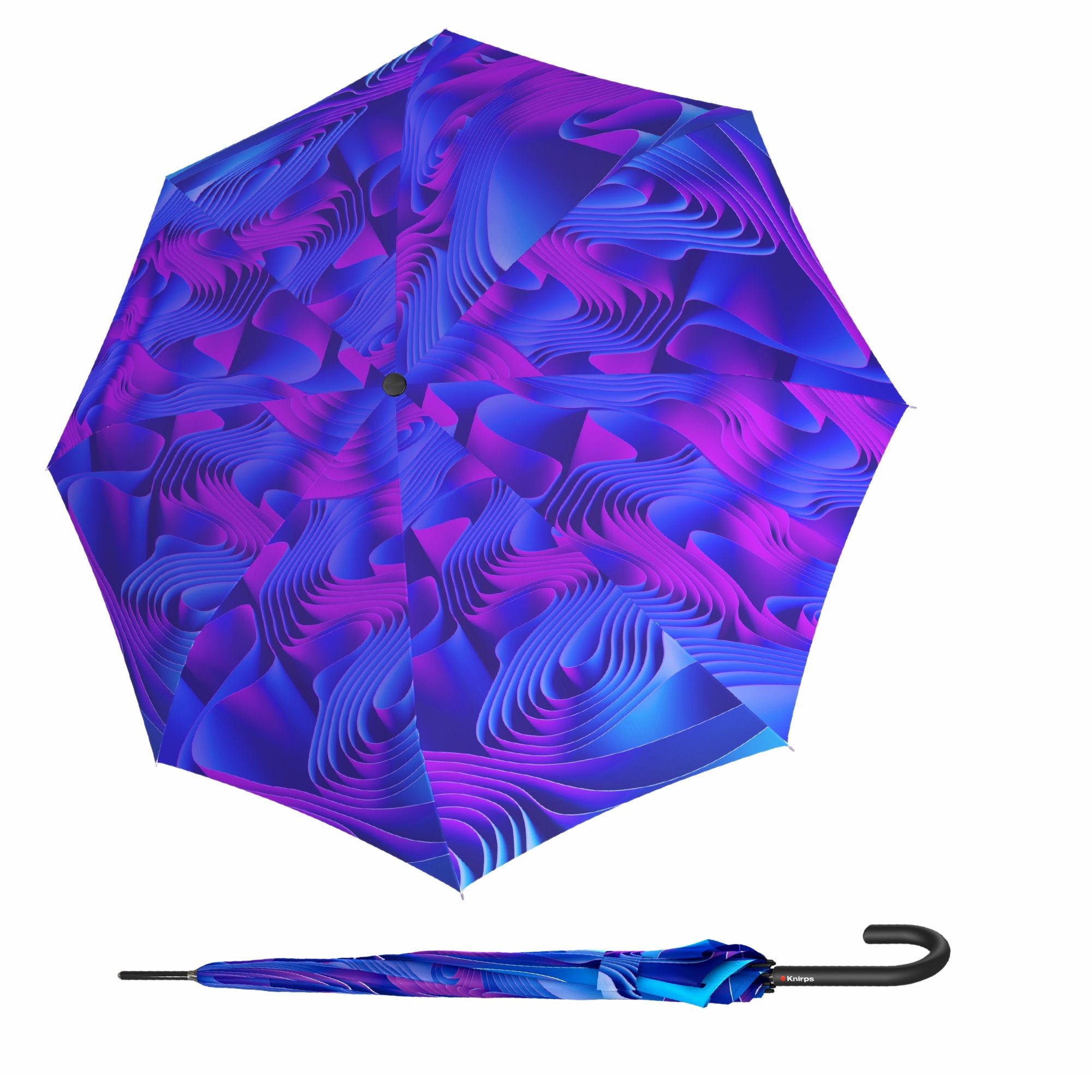 E-shop Knirps T.760 Stick Automatic Wawes Ice dámsky palicový vystreľovací dáždnik