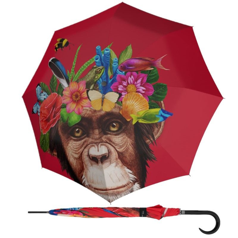 E-shop Doppler Modern Art Long AC Flower Monkey dámsky palicový vystreľovací dáždnik