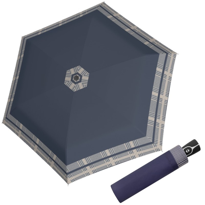 E-shop Doppler Fiber Magic Timeless Blue Hahnentritt dámsky automatický dáždnik
