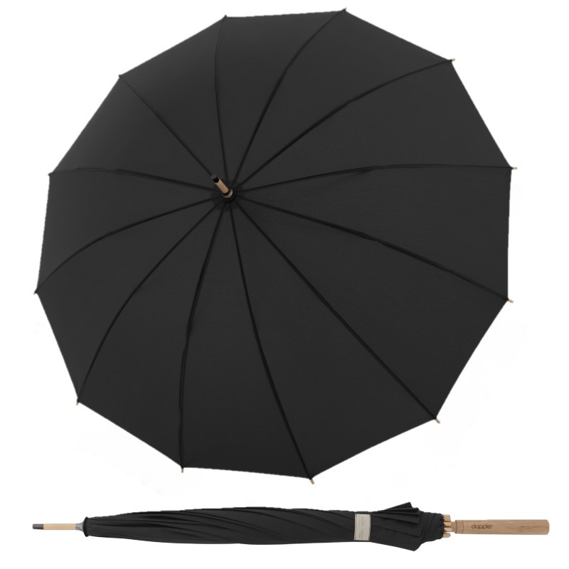 E-shop Doppler Nature Long Bamboo Simply Black skladací dáždnik