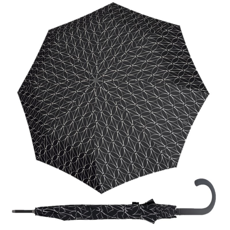 E-shop Doppler Fiber Flex AC Black&White dámsky palicový vystreľovací dáždnik