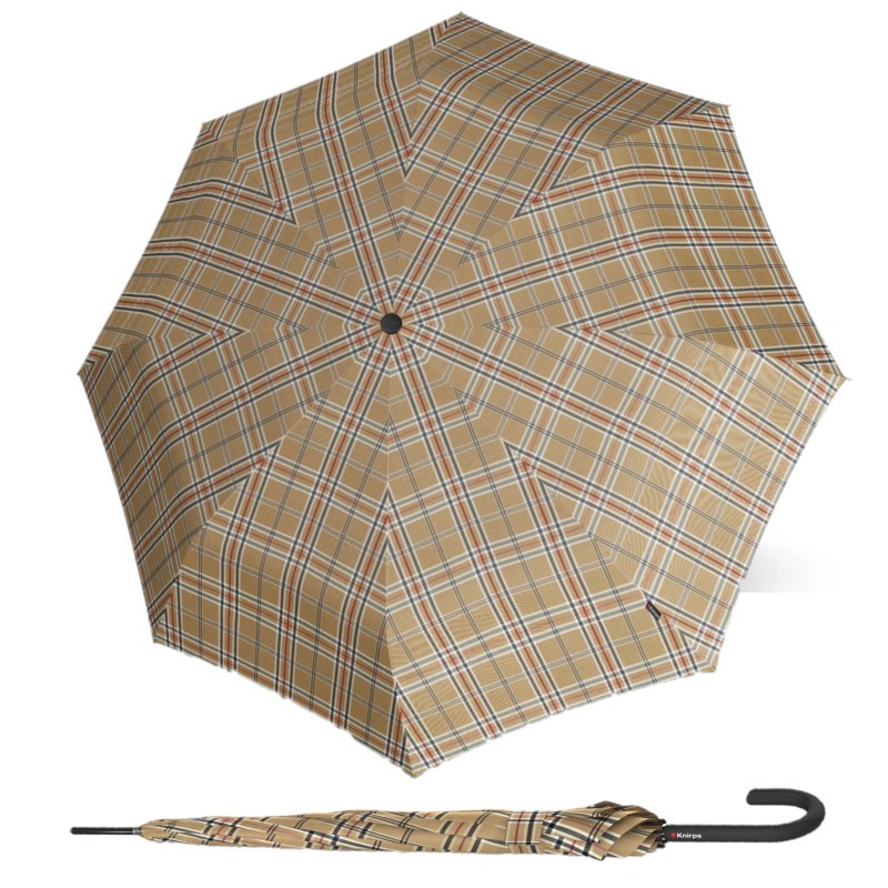 E-shop Knirps T.760 Check Beige dámsky holový vystreľovací dáždnik