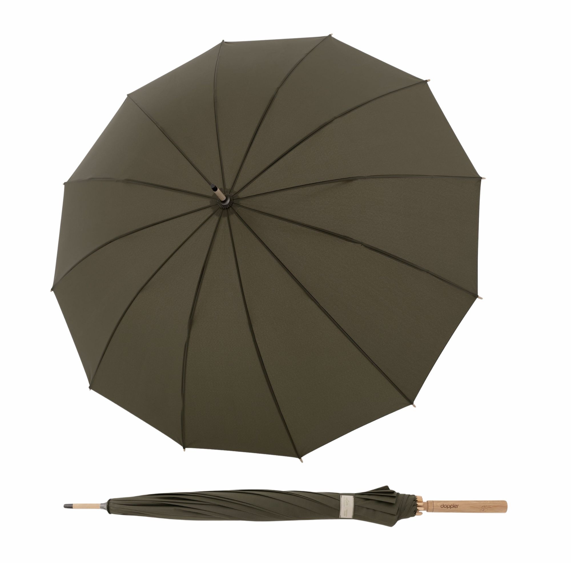 E-shop Doppler Nature Long Bamboo Deep Olive skladací dáždnik
