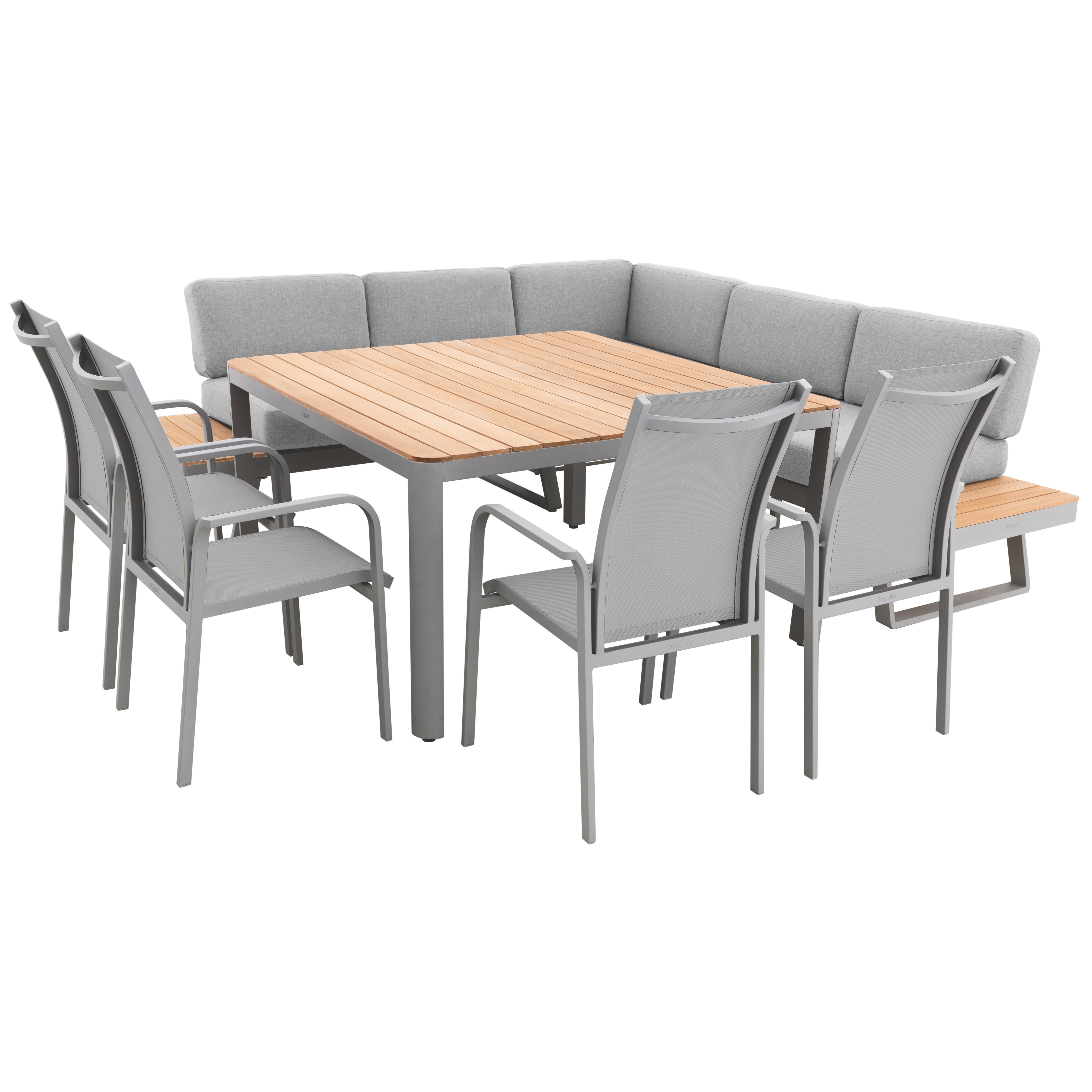 E-shop Doppler EXPERT PLUS AVERSA TEAK záhradná sedacia súprava 4+2+1 sivá
