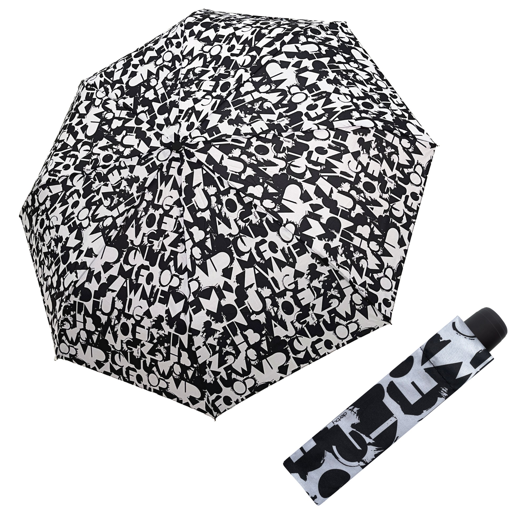 E-shop Derby Hit Mini Lettering Black & White dámsky skladací dáždnik