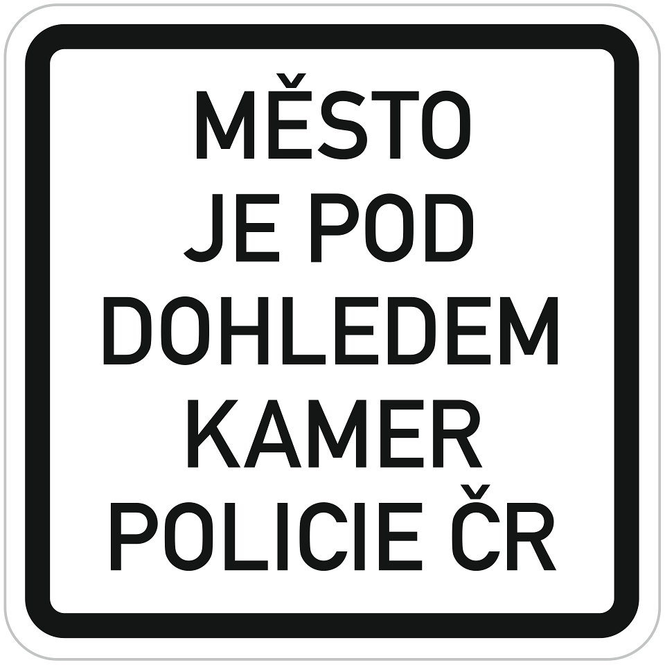 Značka město je pod dohledem kamer policie.