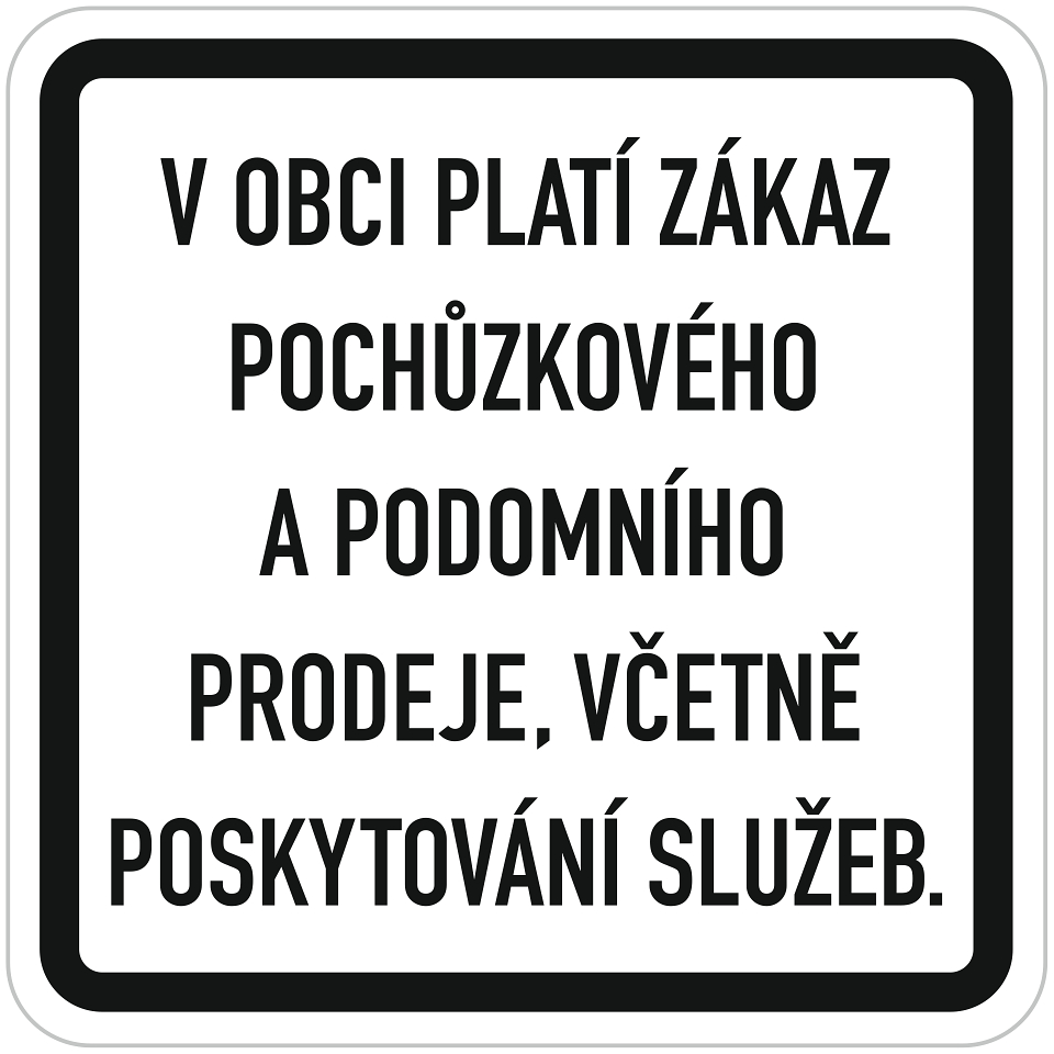 Dodatková tabulka zákaz prodeje v obci