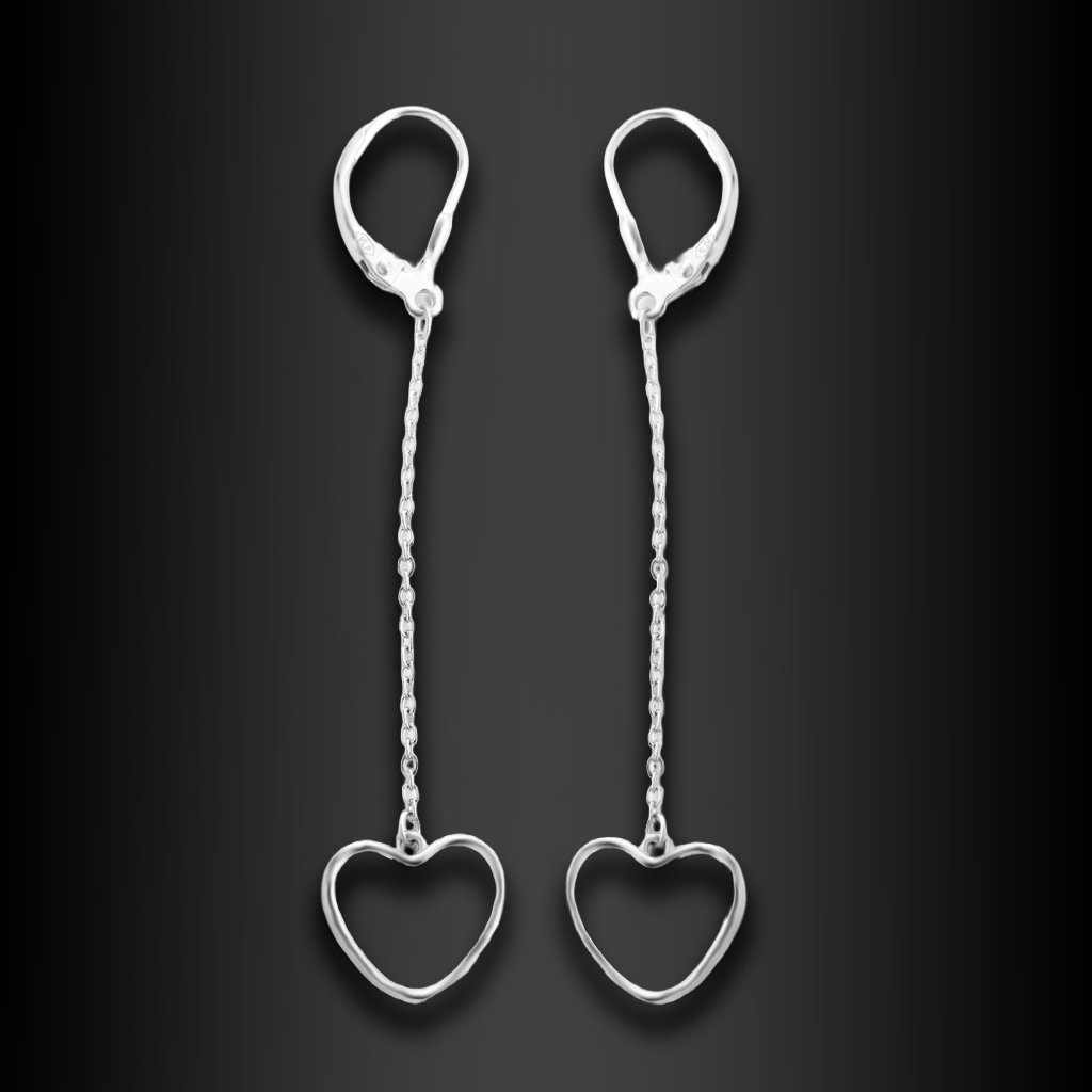 Visací řetízkové náušnice ze stříbra se srdíčky | DG Šperky | Stříbro 925/1000  + Doprava zdarma + Dárkové balení zdarma
