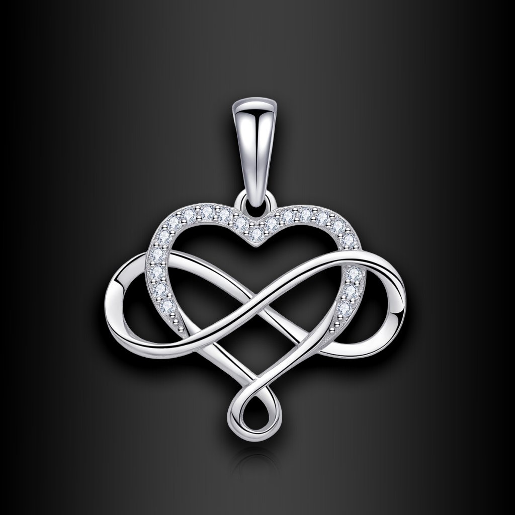 Přívěsek Infinitum Amor ze stříbra srdce a nekonečno | DG Šperky | Stříbro 925/1000