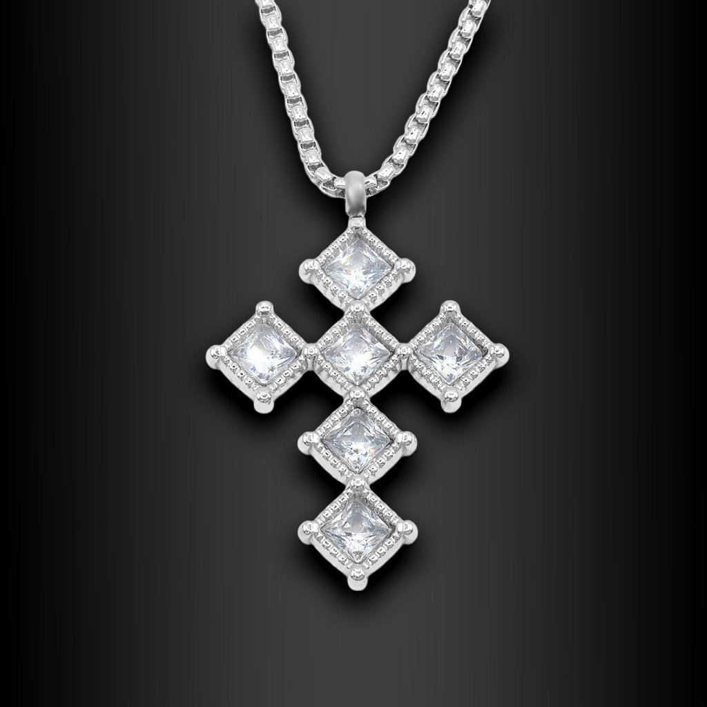 Netradiční křížek Geometrix se zirkony - Chirurgická ocel  + Řetízek zdarma + Doprava zdarma + Dárkové balení zdarma