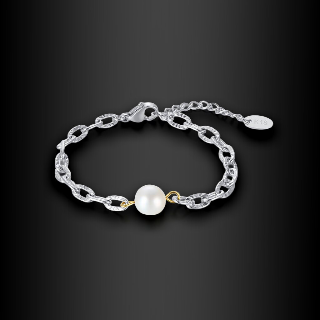 Náramek Perla Bianca z chirurgické oceli s říční perlou ♀️ DG Šperky  + Doprava zdarma + Dárkové balení zdarma