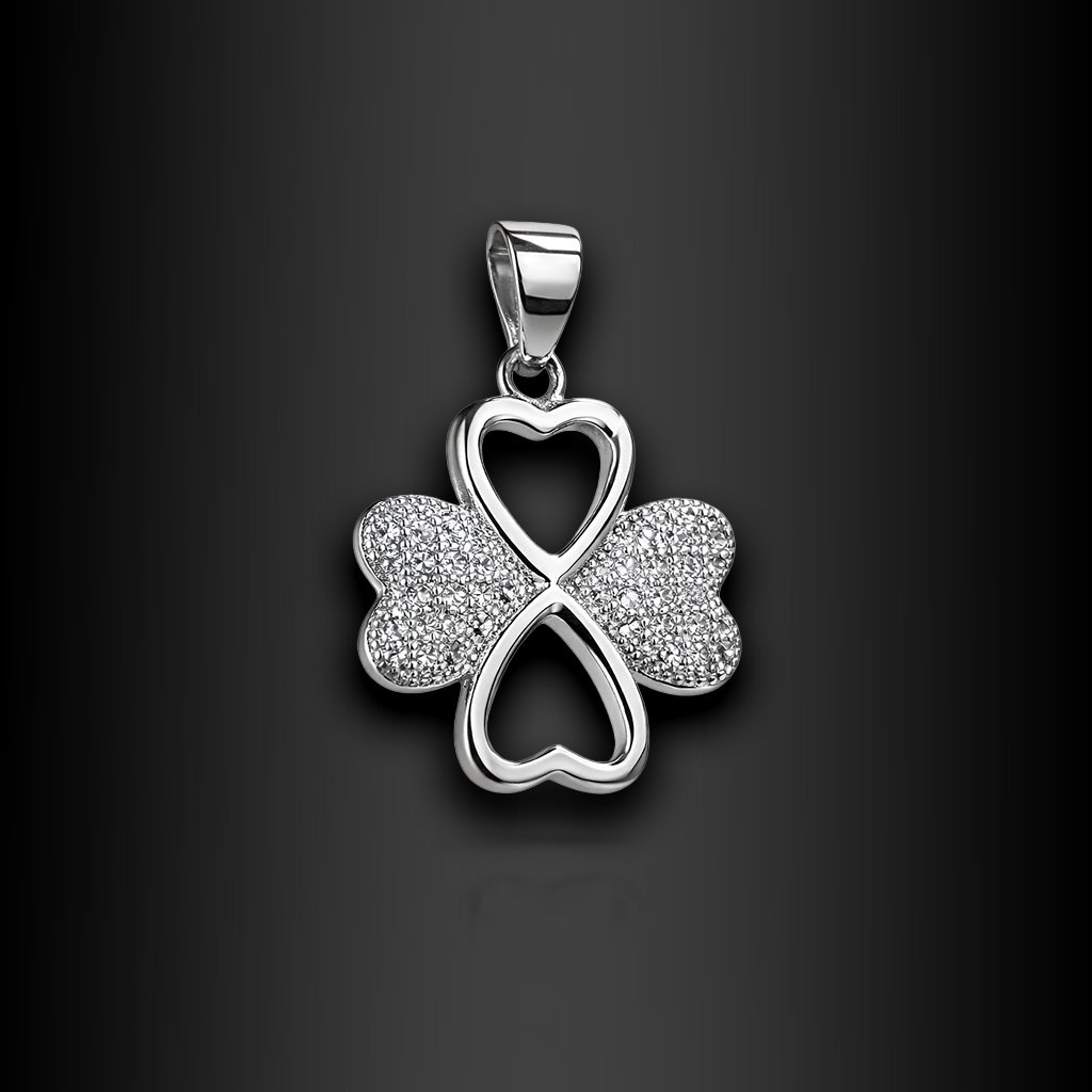 Dámský stříbrný přívěsek Fortunella – čtyřlístek se zirkony (1)