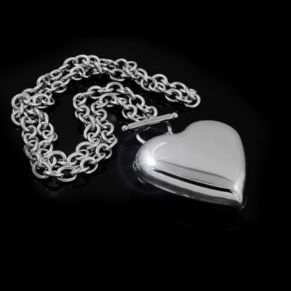 Náhrdelník lesklé ocelové srdce bez zdobení - Chirurgická ocel  + Doprava zdarma + Dárkové balení zdarma