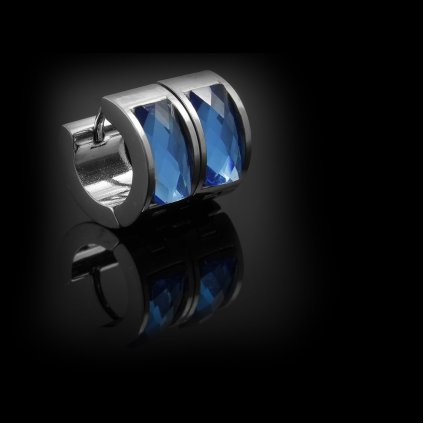 Náušnice ocelové kruhy s modrým krystalem | DG Šperky  + Doprava zdarma + Dárkové balení zdarma