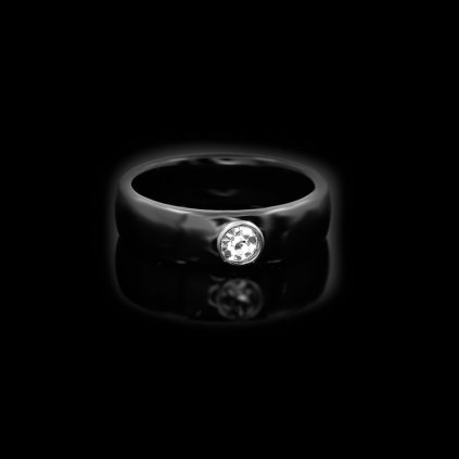 Dámský prsten Black se šperkařskou keramikou a zirkonem | DG Šperky  + Doprava zdarma + Dárkové balení zdarma