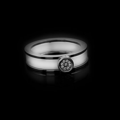 ❗VYPRODÁNO❗ Dámský prsten v bílém provedení ocel se šperkařskou keramikou | DG Šperky  + Doprava zdarma + Dárkové balení zdarma