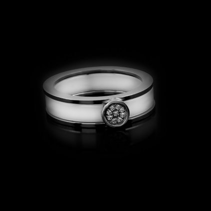 Dámský prsten v bílém provedení ocel se šperkařskou keramikou | DG Šperky  + Doprava zdarma + Dárkové balení zdarma