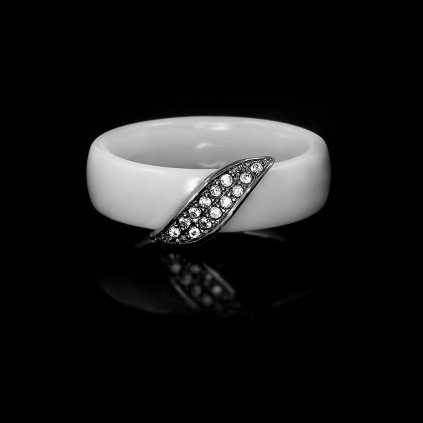 Atraktivní dámský prsten Albia se šperkařskou keramikou a zirkony | DG Šperky  + Doprava zdarma + Dárkové balení zdarma