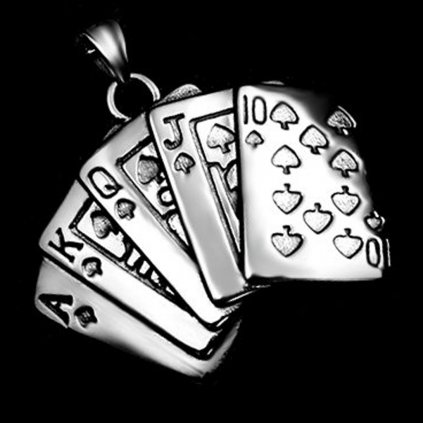 Přívěsek Poker Straight Flush  - Chirurgická ocel  + Řetízek zdarma + Doprava zdarma + Dárkové balení zdarma
