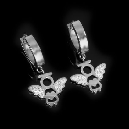 Náušnice Andělíčci na kroužku - Chirurgická ocel  + Doprava zdarma + Dárkové balení zdarma