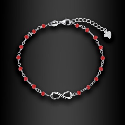 Stříbrný náramek INFINITO ROSSO se symbolem nekonečna | DG Šperky | Stříbro 925/1000  + Doprava zdarma + Dárkové balení zdarma