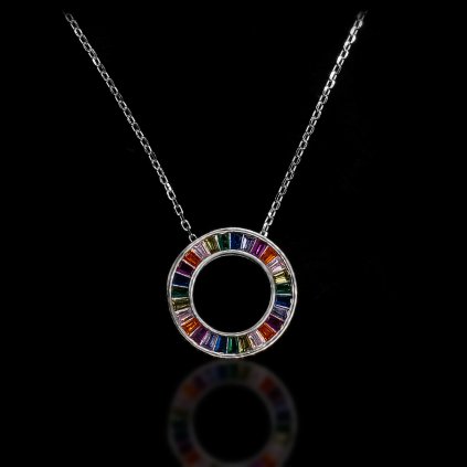 Stříbrný náhrdelník Arcobaleno s duhovým kruhem (1)