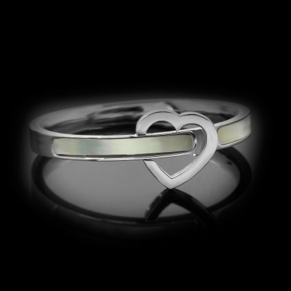 Jemný ocelový prsten Amoria s perletí (1)
