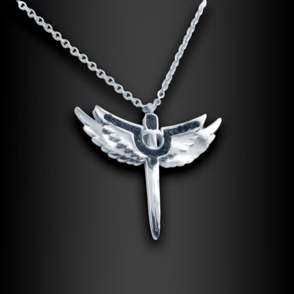 Přívěsek Angelus Gladius - symbol meče a anděla - Chirurgická ocel  + Řetízek zdarma + Doprava zdarma + Dárkové balení zdarma